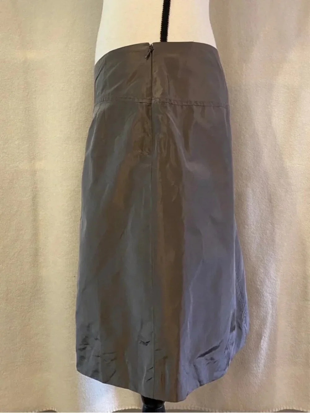 J. Crew warm taupe brown silk taffeta pleated a-line skirt